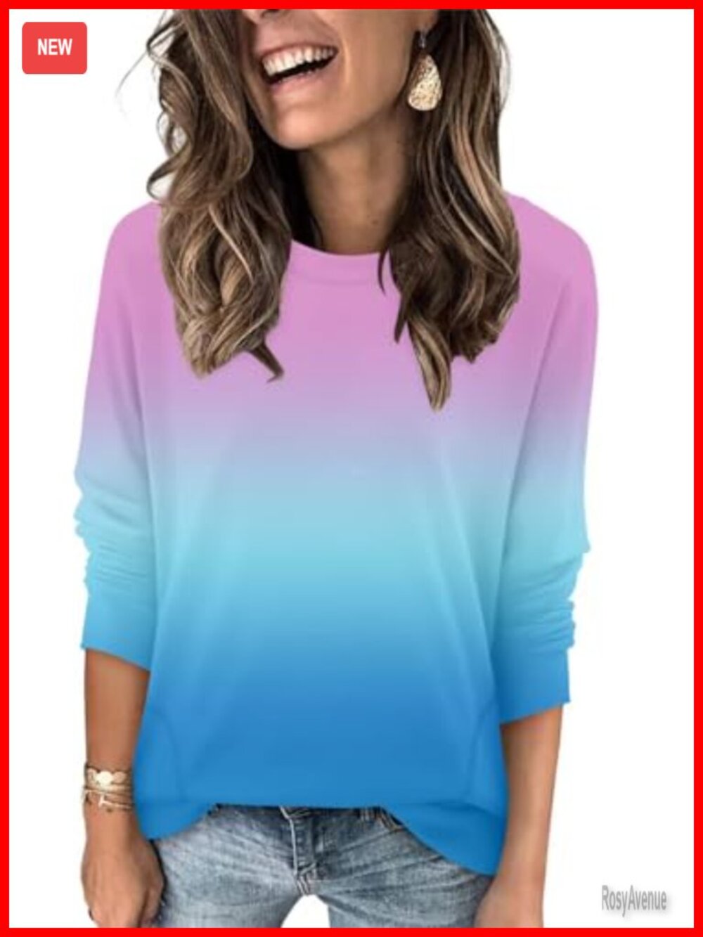 Women's Tunic Sweatshirt Long Sleeve Crew Neck Pullover with Pockets Loose Fit
